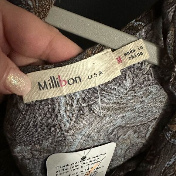 Millibon USA Boho Tunic Dress Size M NWT Paisley Floral Print - Picture 5 of 8